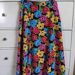 Retro Multi Color Floral Skirt size 14